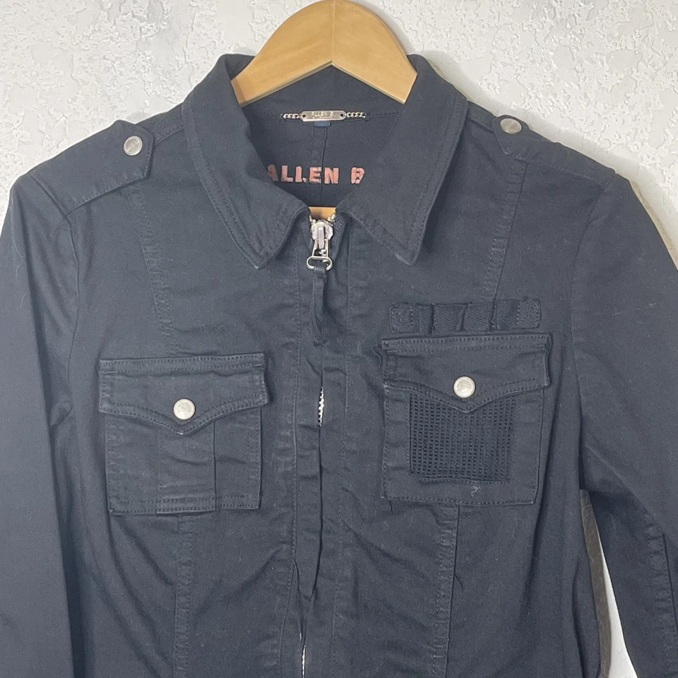 Allen B. Chaqueta utilitaria estilo militar para mujer talla L Run pequeña negra cremallera completa EE. UU. Foto 3 de 4