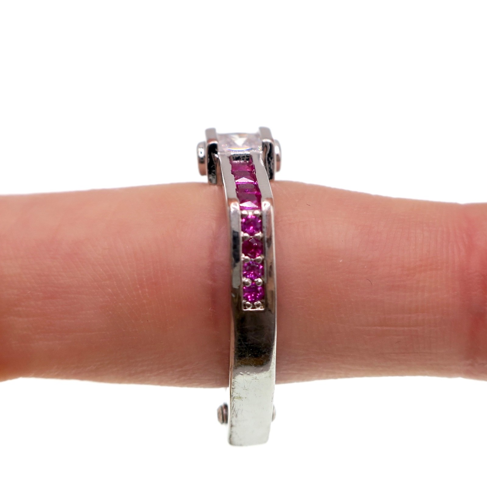 Sterling Silver Created Ruby with Cubic Zirconia … - image 3