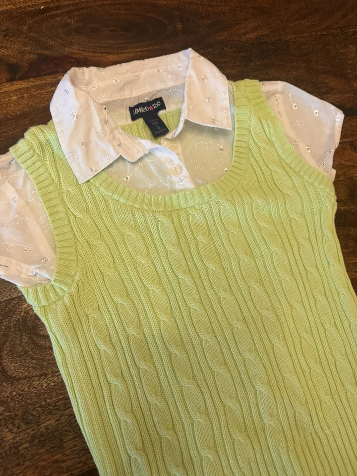 Vintage Y2K Limited Too Sweater Shirt Mock Collar/Sleeves Green Girls M - Image 3 of 4