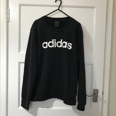 Adidas Black Spellout Pullover Gr. Medium 12 14 Langarm Pulli Sweatshirt