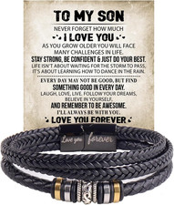 To My Son/Grandson Bracelet from Mom Grandmother, Forever Linked Together Black