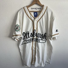Rare Vintage 90s Starter Pittsburgh Crawfords Jersey L Negro Leagues ChainStitch
