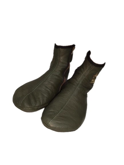 Green Azad Leather Wudu winter Socks Footwear Ankle Khuff Sock, Ship from USA