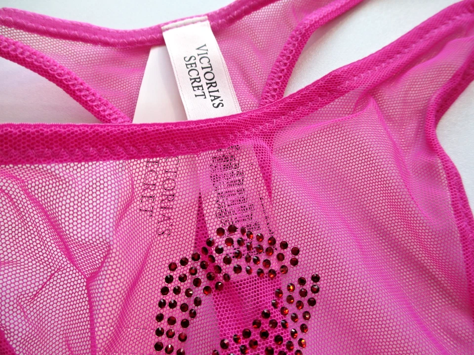 VICTORIA'S SECRET очень сексуальный высоты ноги стринги трусики VS блеск ремень L розовый сетки новый с Ярлыками - Изображение 2 из 4