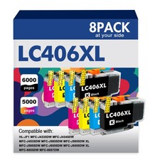 8PK New Ink Set  chip fit for Brother LC406 MFC-J5855DW MFC-J5955DW MFC-J6555DW
