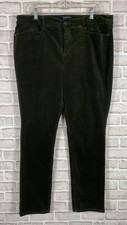 Talbots Corduroy Pants Womens Sz 16 Olive Green Stretch Pockets Straight Leg