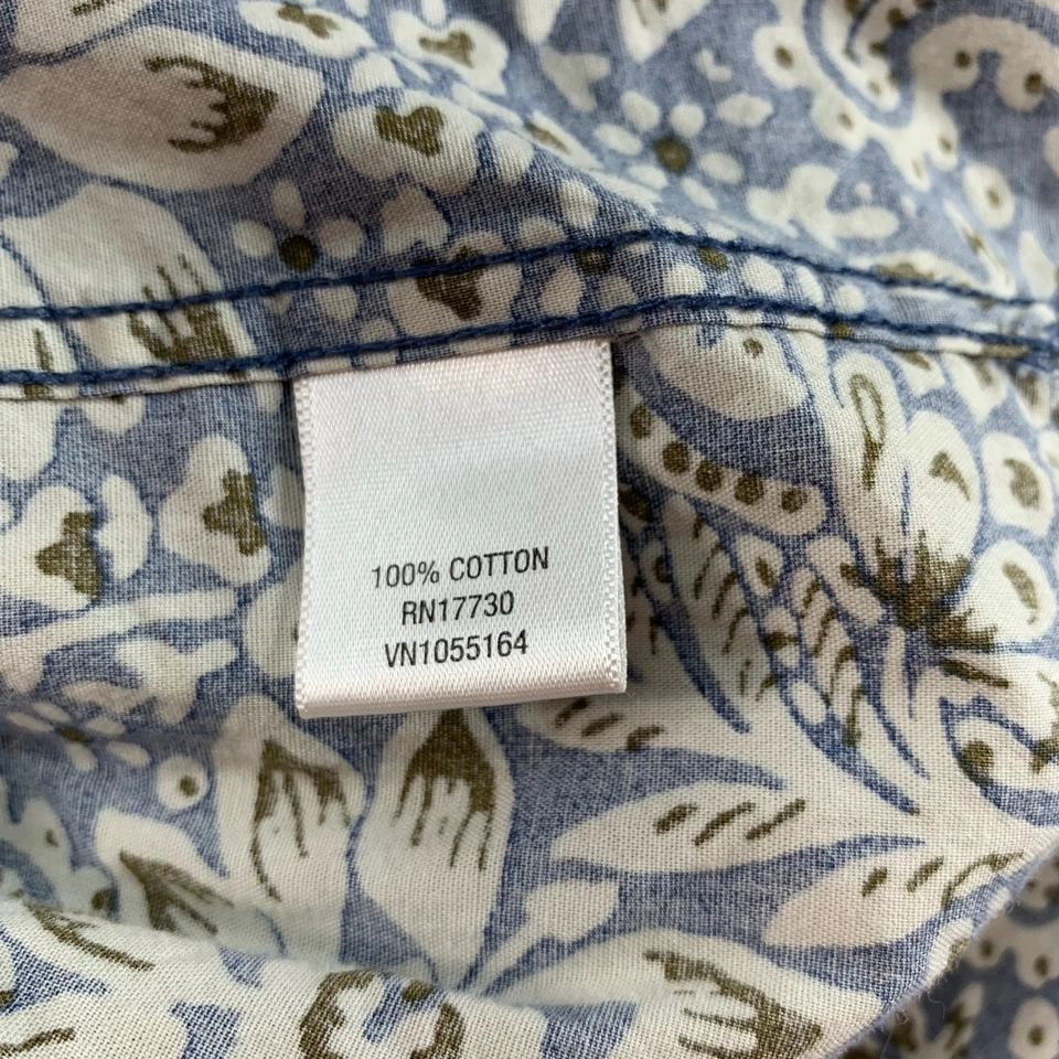 Merona  Button Down Shirt Mens Size  XXL Blue Floral Short Sleeve 100% Cotton - Image 4 of 4