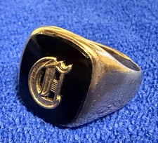 Antique 10K Gold and Onyx Signet Ring 5.2G