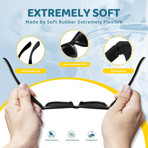 Kids Sunglasses Polarized UV Protection Flexible Rubber Glasses Shades with Stra - Picture 4 of 24