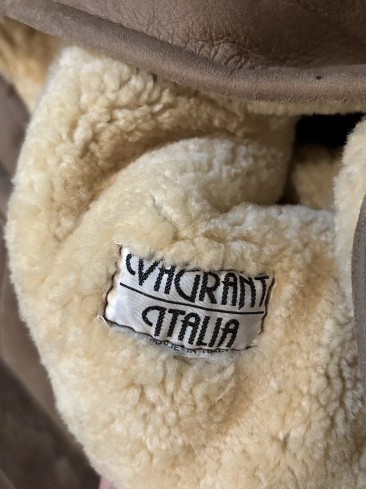 Chaqueta Abrigo Vintage Vagrant Italia Cuero Piel de Oveja ¡Muy Bonita! Se adapta a L Foto 2 de 3