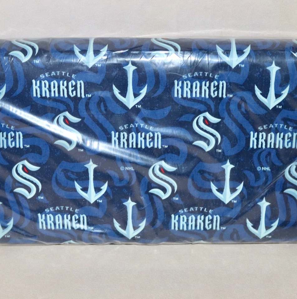 Seattle Kraken ~ Logo On Logo Pattern NHL Cotton Fabric 1/4 Yard 9” X 44” - Image 4 of 4