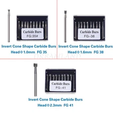10-100 pcs Dental Tungsten Carbide Bur Prepare Cavities Invert cone FG 35 38 41