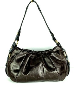Women-Simply-Vera-by-VERA-WANG-Brown-Alligator-Crocodile-Shoulder-Purse-Handbag