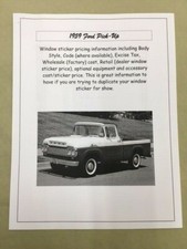 1959 Ford Pickup Truck Factory Costretail Sticker Pricing For Trucks Options
