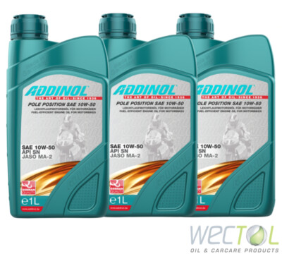 3x1 Liter Addinol Pole Position SAE 10W-50 4 Takt Motorenöl Motorradöl