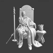 Northern Crusades Miniatures Medieval King Sitting on Chair Field Camp Scene 3D