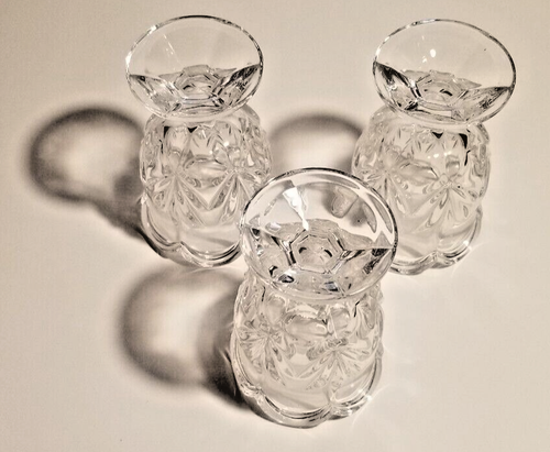 Vintage Lead Crystal Bohemian Fan Pattern Footed Votive Candleholder Qty 3 NEW - Picture 4 of 6