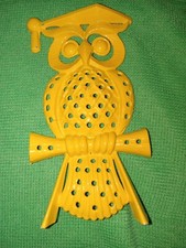 Bright Yellow 1970's Owl Earring Holder