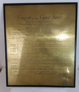 Us Bill Of Rights Replica Etched On Metal Copper Plaque Wall Art W Wood 18x21 Ebay