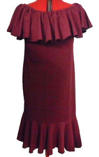 LuLaRoe Sz M 8-10 Cici Dress Ruffle Off Shoulder Stretch Knit Dark Red Wine NWT