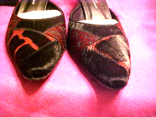 DIEGO DI LUCCA Leather DARK Giraffe Print Short Heels Shoes Womens s7 BRAND NEW - Picture 3 of 7
