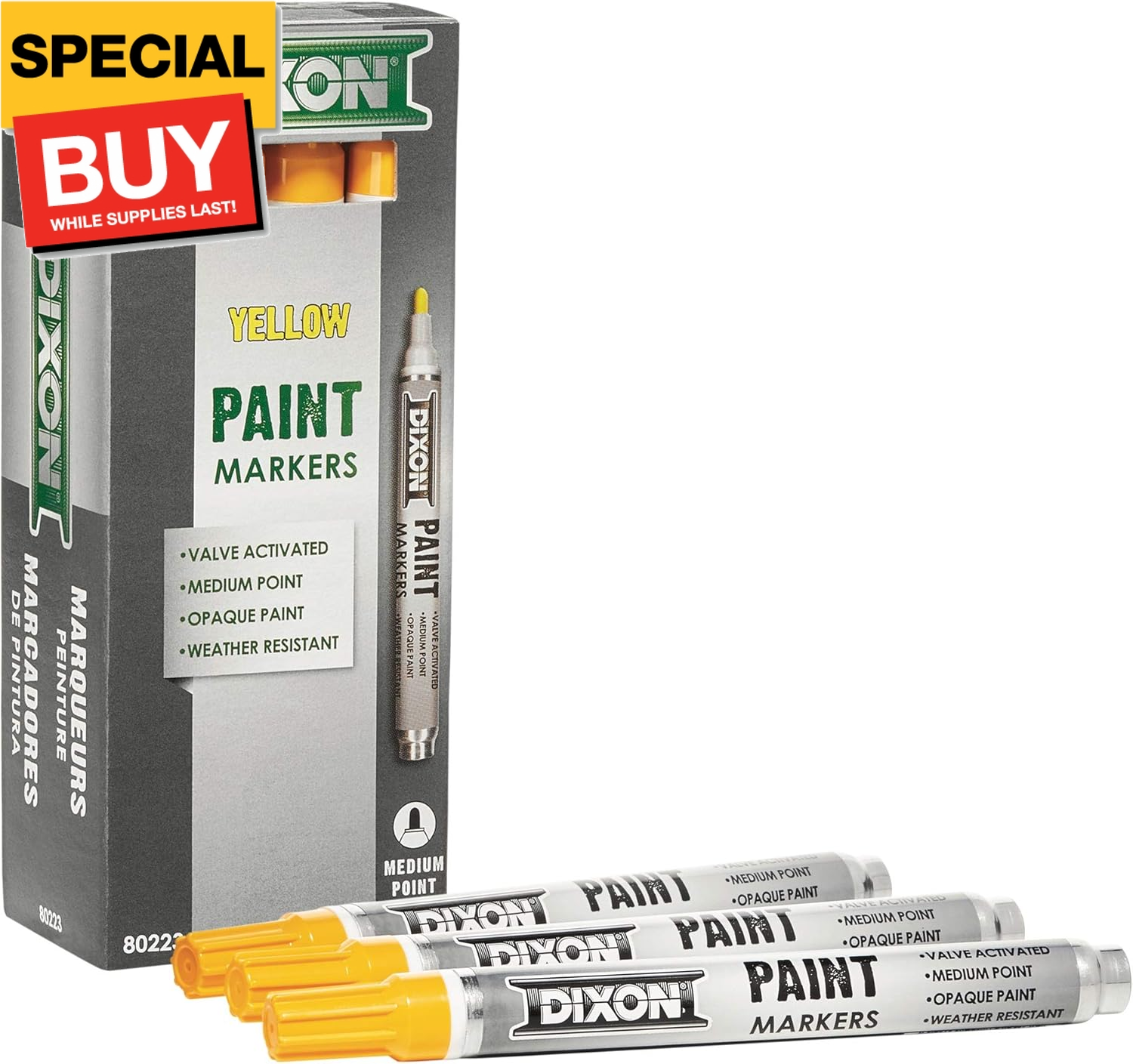 12-Pack Medium Tip Yellow Paint Markers (80223)-image