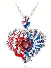 Collana donna con strass ciondolo cuore brillantini catenina Lunghezza: 50 cm