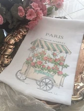 PARIS Flower MARKET PINK Roses Tea Towel Kitchen DECOR LOVELY 
