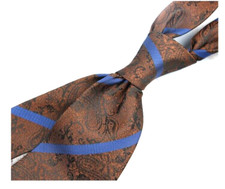 New Classic Striped Blue Brown JACQUARD WOVEN 100 Silk Men's Necktie Tie