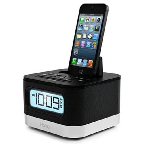 iHome Space Saving Wake Sleep Lighting Dock FM Radio Alarm Clock Speaker -  IPL10