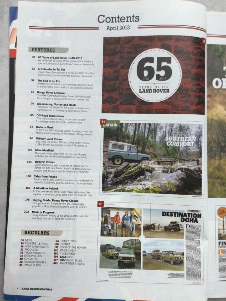 Land Rover Monthly Magazine - April 2013 - 300Tdi Defender, Greenlaning - Surrey - Image 2 of 3