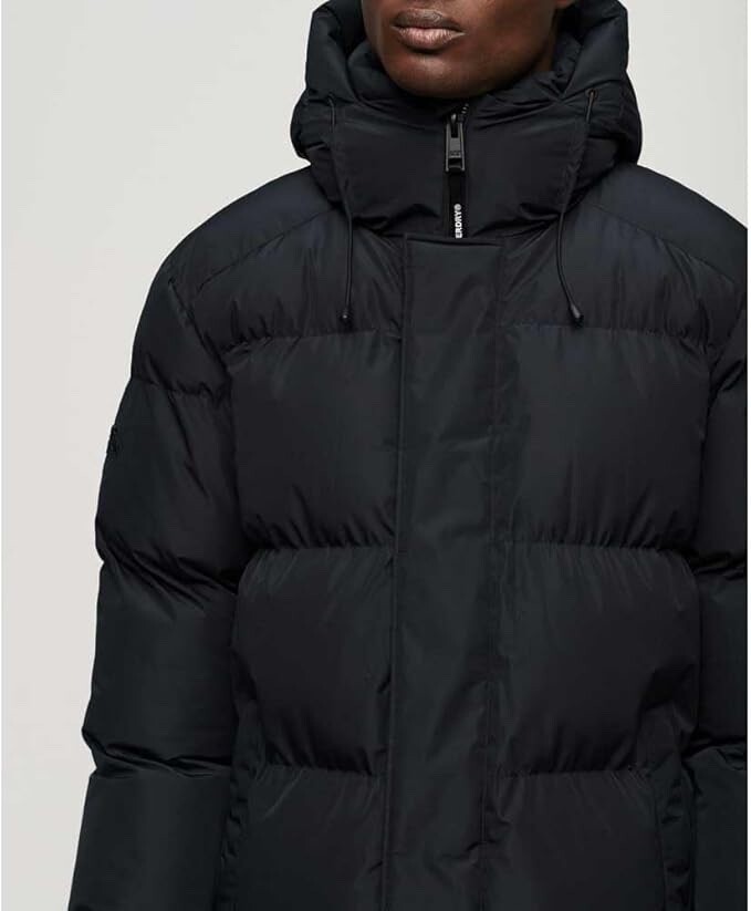 Superdry Vintage Hooded Sports Puffer Longline  Mid Length Jacket Quilted Navy image 3