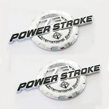 2 OEM 7.3L Powerstroke Emblem for POWER STROKE International Badge F250 Chrome