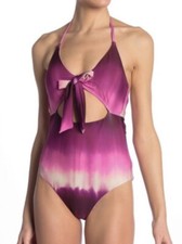 Splendid Women's Removable Soft Cup One-Piece Pink Tie Dye Size SM Open Front