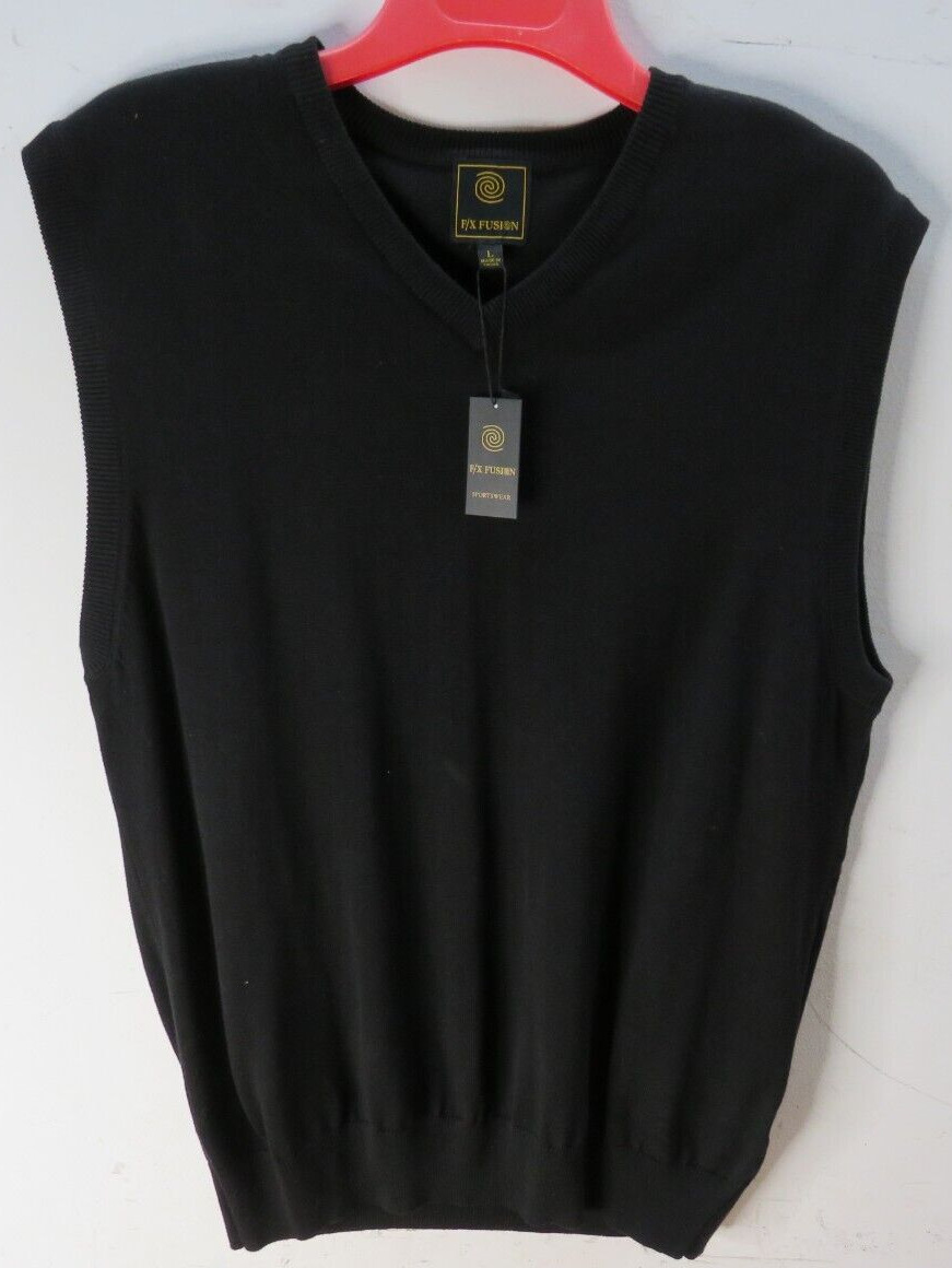 F/X Fusion Large Black Sleeveless V-Neck Jersey Vest NWT NOS