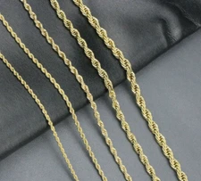 Stainless Steel Twisted Rope Chain Gold Necklace Men Women 2/2.5/3/4/5/7/9/mm