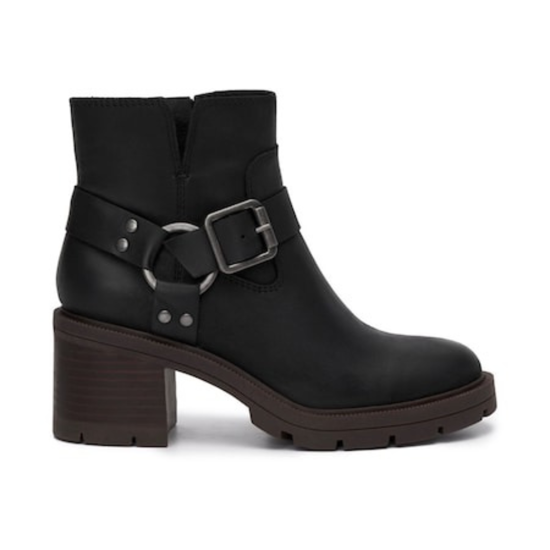 LUCKY BRAND SLYVIN LEATHER HEELED ANKLE BOOT IN BLACK NWOT WOMEN'S SIZE 8.5
