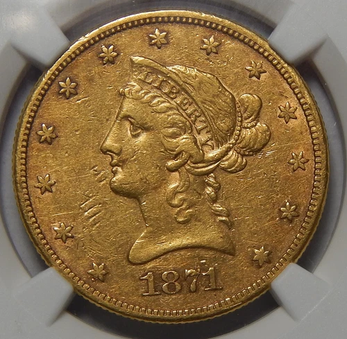 1871-CC NGC XF45 $10 LIBERTY HEAD GOLD
