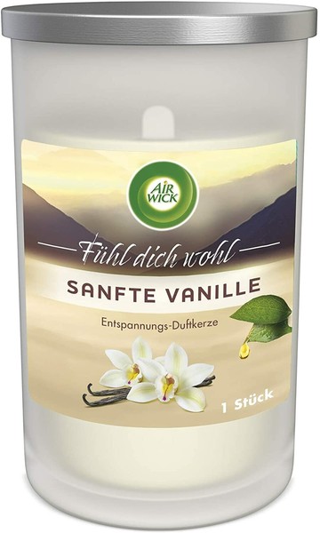 Air Wick Entspannungs Duftkerze Sanfte Vanille äTherische ÖLe Kerze Im Glas 320G-image