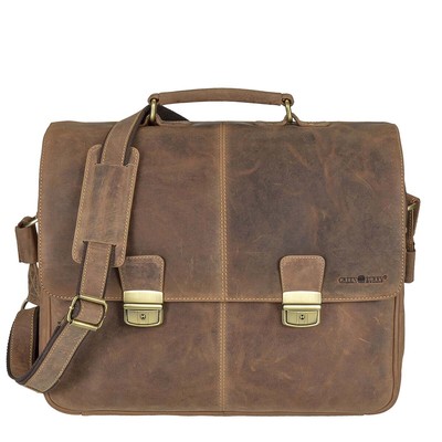 Greenburry Aktentasche Leder 41x34cm mit Notebookfach Umhängetasche Vintage