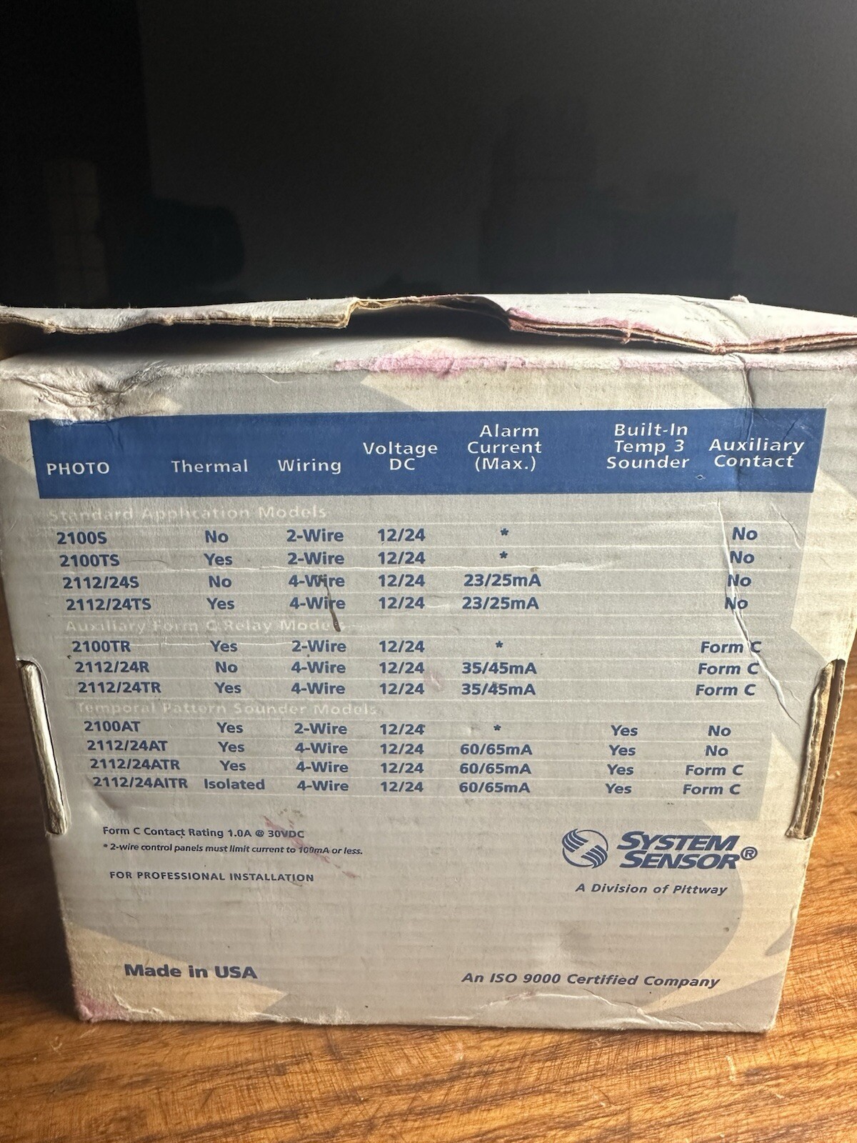 NEW SYSTEM SENSOR 2112/24S PHOTOELECTRIC DETECTOR HEAD