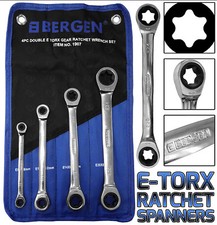 BERGEN E-TORX Ratchet Spanners 4pc Star Torx Wrench Double Female Torx E6 To E24