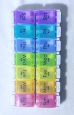 Weekly 7 Day 2X a Day AM PM Pill Organizer Easy Spring Open Medicine Reminder