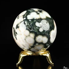1.9" Ocean Jasper Hand Carved Crystal Ball/Sphere, Crystal Healing