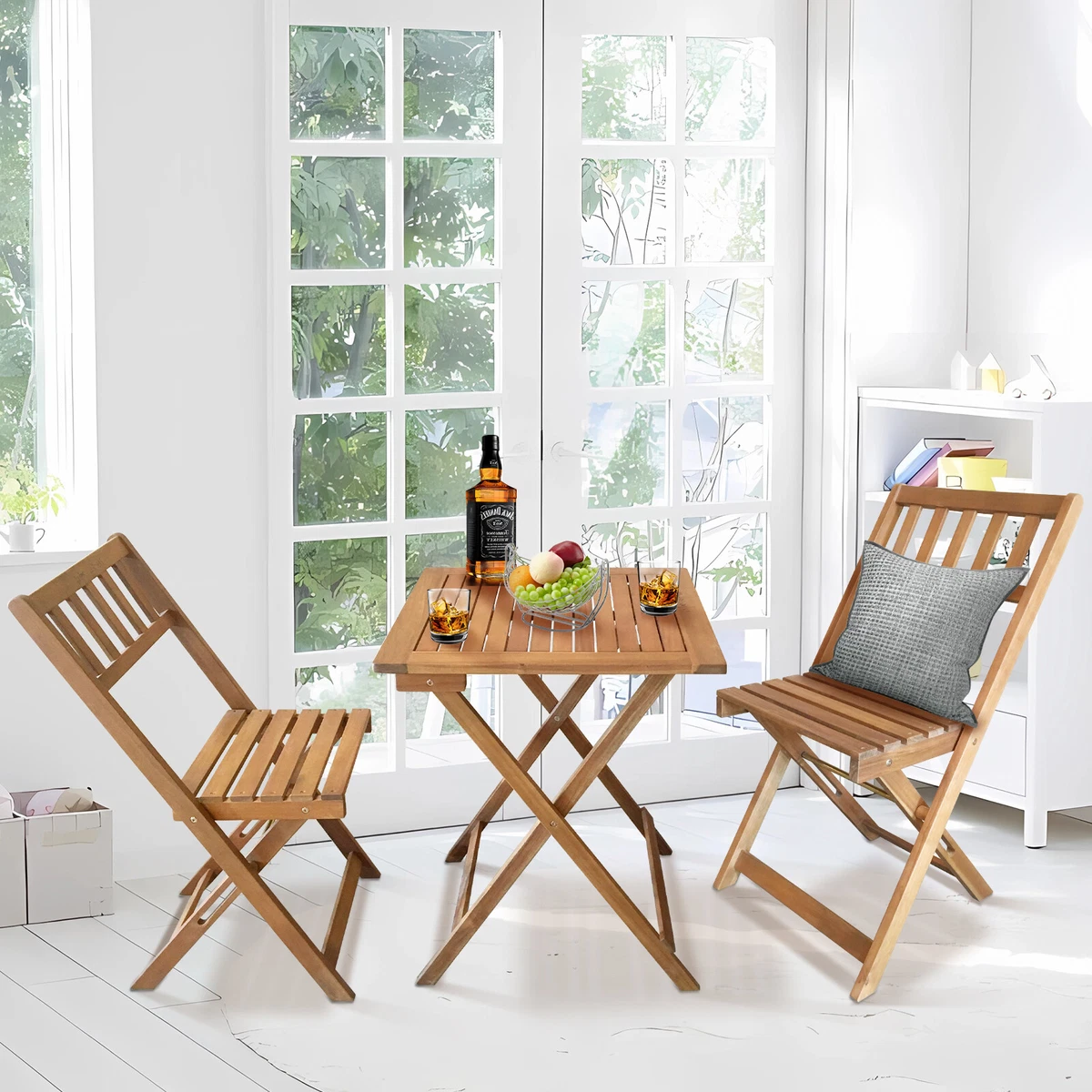 Acacia folding table and chair set outlet