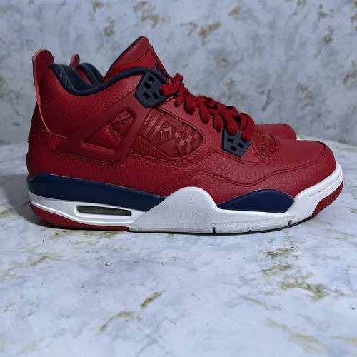Air Jordan 4 Retro FIBA Youth Kids 6.5Y Shoes Red Black White Mid Top Sneakers