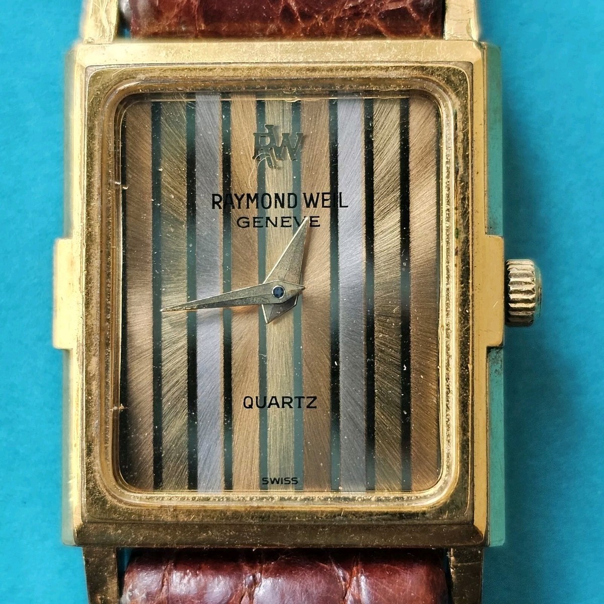 Raymond Weil 18K Gold Electroplated Striped Face Quartz