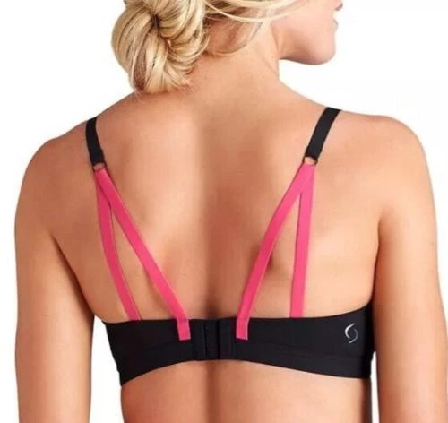 Athleta Moving Comfort FINEFORM Sports Bra, Black/PowerPink, Sz XL (133B6) - Image 2 of 2