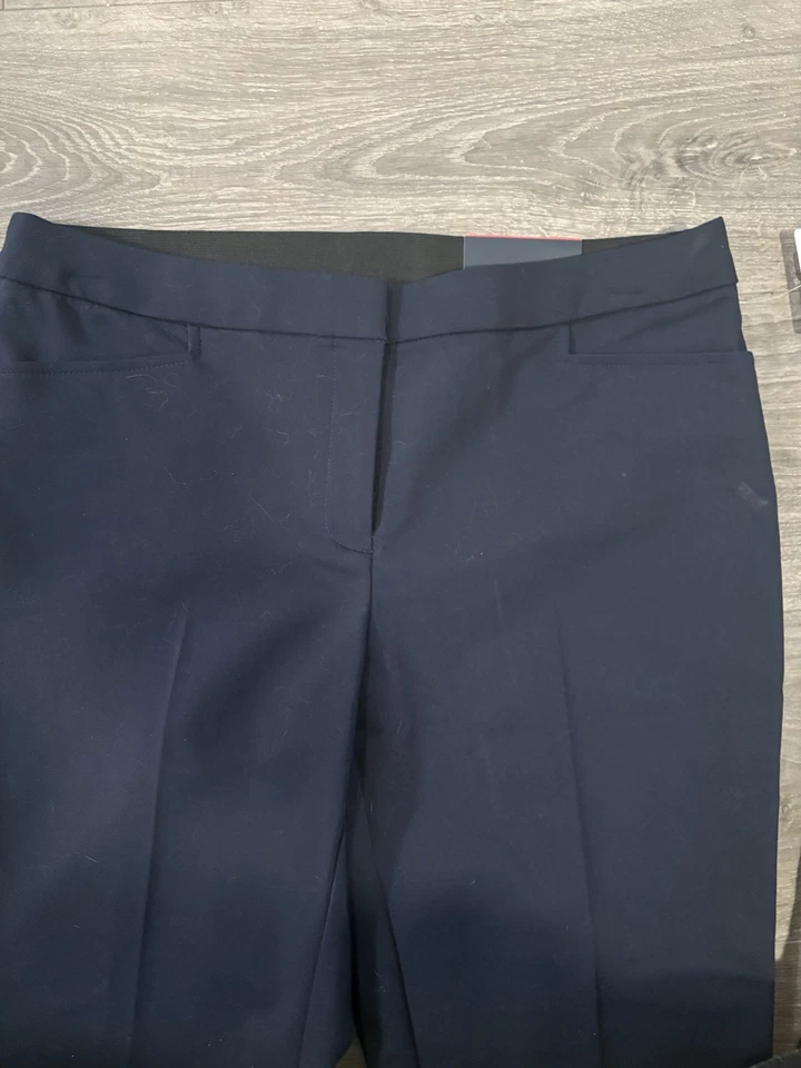 Pantalones Rafaella Calce Curvilíneo Pierna Recta Azul Marino 10P Pequeña Cintura Definida Elastizados Nuevos con Etiquetas Foto 2 de 4