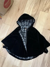 TEA Girls Sz 3T Poncho Cape Jacket 100% Cotton Velveteen Hood Lined  3 Pockets